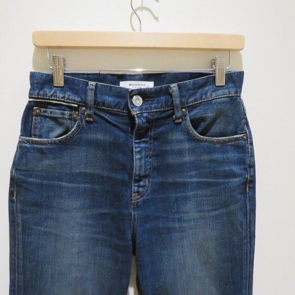 MOUSSY VINTAGE Glendora Flare High Rise Flare Jeans in 110 Blue Dark Denim - Picture 3 of 13